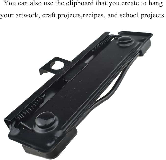 HAHIYO 3.94 Inches Black Metal Clipboard Clips with Rubber Grips 6 Pack Mountable Sturdy Strong Springs with Rivets Document File Wood Plastic Clips Board for Office School Home