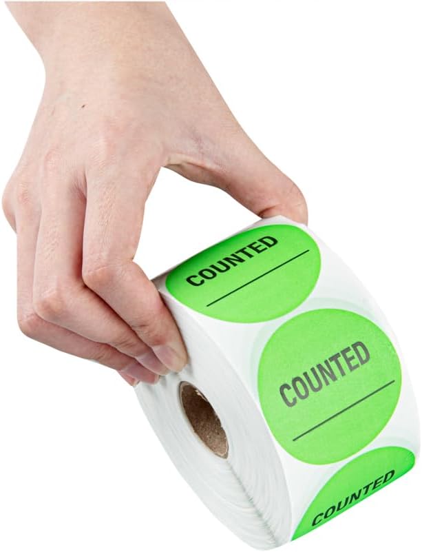 Restaurantware Label Tek 2 x 2 Inch Packaging Stickers 1000 Premium Shipping Labels - Counted Sustainable Green Paper Inventory Stickers High-Visibility with Strong Adhesives
