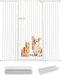 Lumizone Extra Tall Cat Gate 55.12" High Pressure Mounted Extra Wide 2025 New (17 Sizes) 1.37" Gap No Drilling Auto-Close One-Handed Operation Tall Pet Gate for Dogs(White, 55.12" H x 55.12"-59.44" W)
