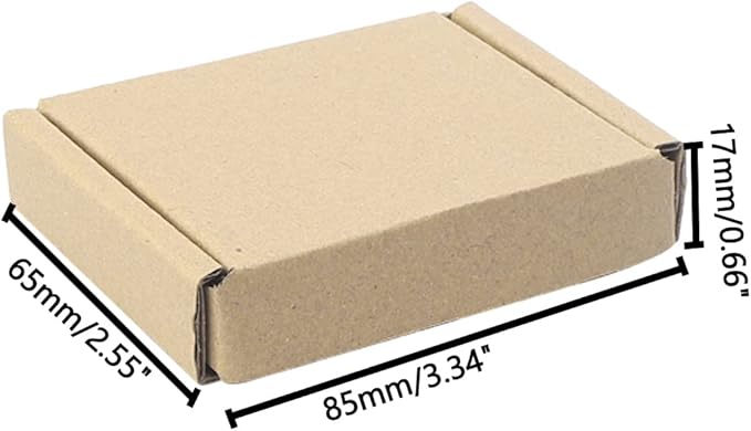 Ellbest 50pcs Packing Boxes 1.5mm Thick Cardboard, 3.4 x 2.6 x 0.7inches Mini Kraft Brown Box for Stationery, Paper Clips, Pins, Mini Ornaments