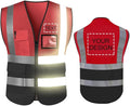 YOWESHOP High Reflective Visibility Safety Vest Custom Your Logo Safety Workwear with Reflective Strips and Front Zipper