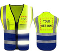 YOWESHOP High Reflective Visibility Safety Vest Custom Your Logo Safety Workwear with Reflective Strips and Front Zipper
