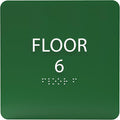 6" X6" Floor 6 Sign - ADA Compliant Tactile Graphics Grade 2 Braille Text Acrylic Wall Signs - Directional Assistance, Floor Number Safety Sign for Office, school Hospital, Apartment