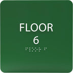 6" X6" Floor 6 Sign - ADA Compliant Tactile Graphics Grade 2 Braille Text Acrylic Wall Signs - Directional Assistance, Floor Number Safety Sign for Office, school Hospital, Apartment