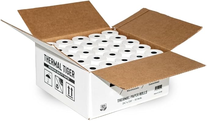 3 1/8 X 230 Thermal Paper Rolls (50 Rolls/Box) – BPA-Free Rolls for POS Systems, Cash Registers & Credit Card Machines