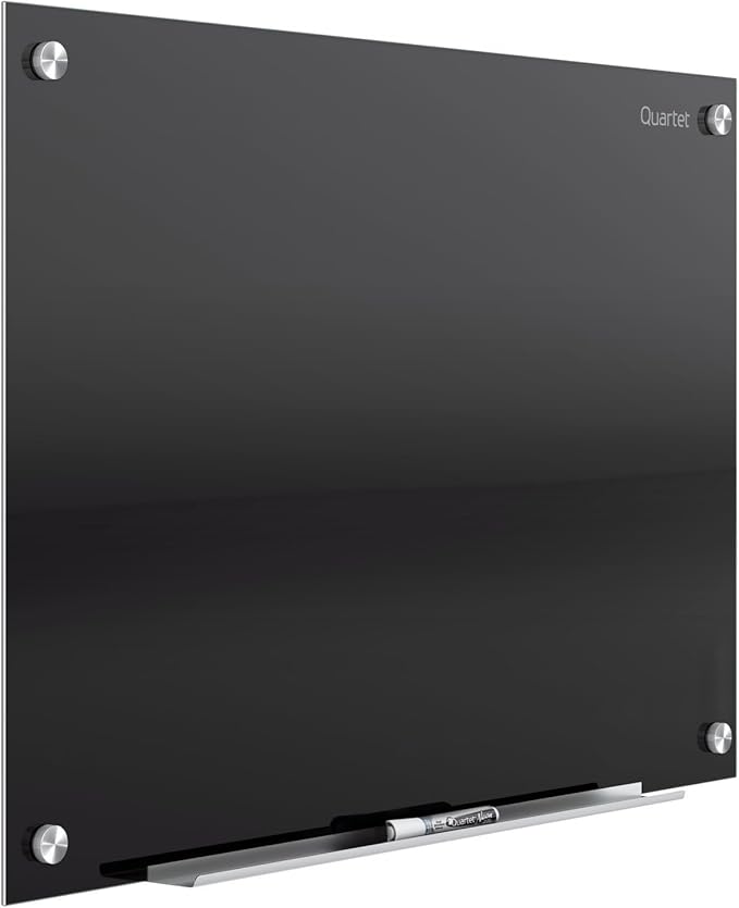 Quartet Magnetic Dry Erase Board, 96" x 48" Glass Whiteboard for Wall, Infinity, Black (G9648B)