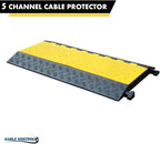Kable Kontrol Atlas Heavy Duty Cable Protector Ramp - 5 Channel Bulk Wholesale Pallet - 30 Pcs - 36" Long Black & Yellow - 36,000 Lbs Capacity - Rubber Speed Bump Wire Protector Cord Cover - CP9988