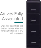 Scranton & Co 18" Deep Light Duty 4 Drawer Metal Letter Filing Cabinet in Black, Pre-Assembled