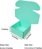 15 Pcs 6 x 6 x 3 inches Corrugated Cardboard Gift Boxes Recyclable Shipping Boxes for Mailing & Holidays, Wedding, Birthday, Gifts Packaging (Mint green, 6 x 6 x 3")