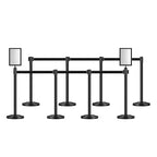 VEVOR Stanchion Post, 8 Pcs Stanchions with Retractable Belts, Carbon Steel Black Stanchions Queue with Sand Injection Hollow Base, Crowd Control Barriers for Theaters, Parties, Weddings, Exhibitions