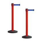 Crowd Control Warehouse CCW Series RBB-150 - Set of 2 Stanchion Retractable Belt Barriers - 16 Foot, Blue Belt with Red Post - Easy Assembly