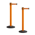 Crowd Control Warehouse CCW Series RBB-150 - Set of 2 Stanchion Retractable Belt Barriers - 16 Foot, Orange Belt with Orange Post - Easy Assembly