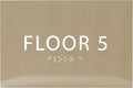 6" X4" Floor 5 Sign - ADA Compliant Tactile Graphics Grade 2 Braille Text | Wall Mount Plastic Directional Assistance, Floor Number Sign for Office, Schools, Hospitals, Apartments