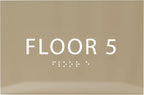 6" X4" Floor 5 Sign - ADA Compliant Tactile Graphics Grade 2 Braille Text | Wall Mount Plastic Directional Assistance, Floor Number Sign for Office, Schools, Hospitals, Apartments