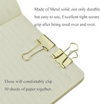 HAHIYO Binder Clips Paper Clamps Spring Steel Sturdy 0.98 inches Width 0.31 Inch Capacity No Sharp Edges Heavy Duty Tight Grip Reusable Gold Metal Bright Finish for Home Office School 25 Pack