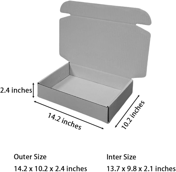 20 Pcs 14.2 x 10.2 x 2.4 inches Larger Size Shipping Boxes for Small Business Cardboard Corrugated Mailer Boxes for Shipping Packaging Holidays Craft Gifts Giving Products (Gray)