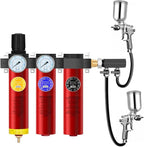 NANPU Z Series 3-Stage Air Filtration System - Sintered, Fine, & Charcoal Filters, 1/2" NPT Inlet, 1/4" NPT Outlet Module, 0-230 psi Gauge, 127 CFM @ 6 bar, Metal Housing, Heat Resistant to 248°F