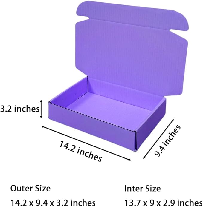 20 Pcs 14.2 x 9.4 x 3.2 inches Shipping Boxes for Small Business Cardboard Corrugated Mailer Boxes for Shipping Packaging Holidays Craft Gifts Giving Products (Lavender, 14.2 x 9.4 x 3.2")