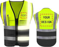 YOWESHOP High Reflective Visibility Safety Vest Custom Your Logo Safety Workwear with Reflective Strips and Front Zipper