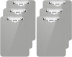 Hongri Plastic Clipboard with Pen Holder, Gray 8.5x11 Letter Size Clip Board for Classroom, Office, Students, Nurses and Women, Low Profile Clip, Size 12.5 x 9 in(Pack of 6)