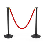 BATTIFE Plastic Stanchion Posts with Red Velvet Ropes and Weighted Rubber-Plastic Base, Crowd Control and Queue Management Barrier Poles for Party, Event, Red Carpet (2 Pack)