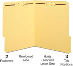 Staples Colored Reinforced Tab Fastener Folders Letter Size Yellow 50/Box