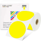 3 x 3Inch Round Color Coding Labels Circle Thermal Labels Printable Waterproof 500Pcs Round Stickers Adhesive Writable for Office,Home,Garage,DIY Sticker,Barcodes,Name Tag, Yellow