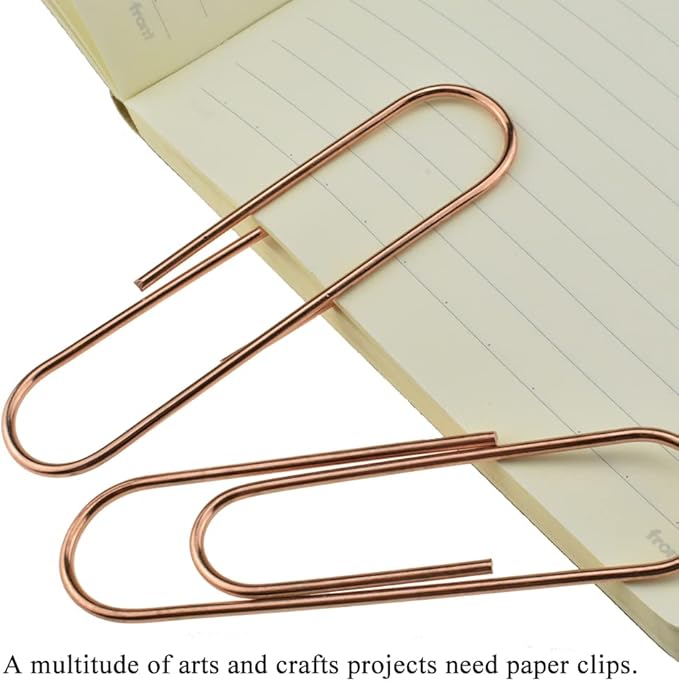 HAHIYO Paper Clips Sturdy 4 inches Length 14 Pack Paperclips Heavy Duty Tight Grip Rust Proof Reusable Metal Bright Rose Gold for Home Office School