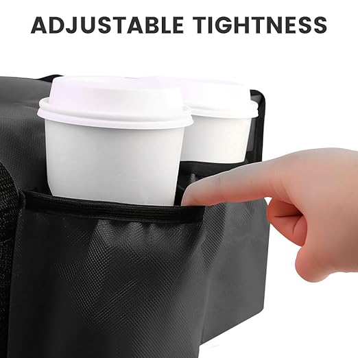 Insulated Pizza Delivery Bag with 4 Cup Holders, 24" x 6" Pizza Warmer Bag for Hot Pizza/Drinks, Pizza Carrier for Events, Large Food Delivery Carrier for Transport/Shopping/Catering, Black