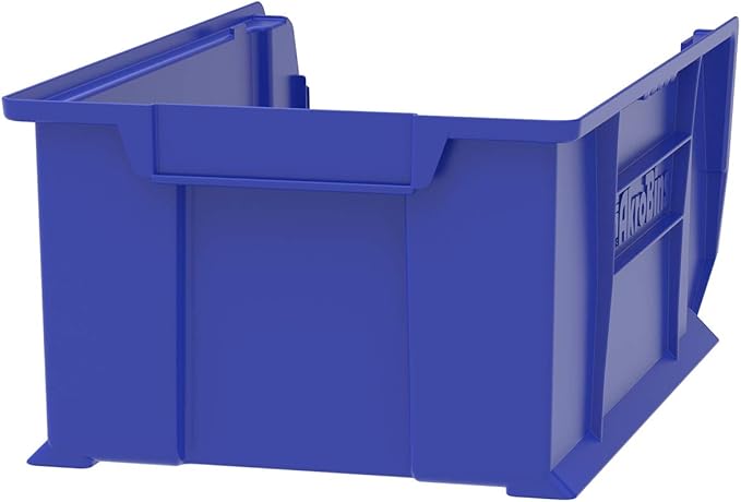 Akro-Mils 30281 Super-Size AkroBins Plastic Storage Bins, Space-Saving Stackable Bins for Garage, Classroom, Warehouse Organization, 20-Inch L x 12-Inch W x 8-Inch H, Blue, 3-Pack