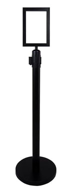 VIP Crowd Control Retractable Belt Stanchion Queue Safety Barrier Set,36" Ht, 78" Blue Belt + Sign Frame + Wall Bracket (6 Posts+SFrame+WBracket)
