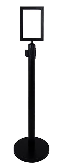 VIP Crowd Control Retractable Belt Stanchion Queue Safety Barrier Set, 36" Ht, 78" Black Belt + Wall Bracket (6 Posts Belt+SFrame+WBracket)