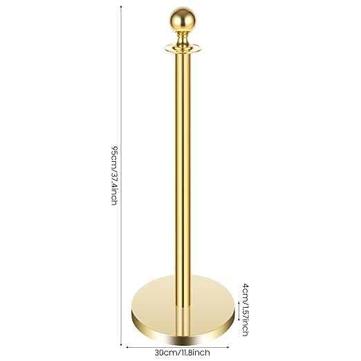 Red-Gold Stanchions Posts, 6 Packs Stanchion Set Crowd Control Barriers with 4.9 ft Red Velvet Rope, Stanchions and Velvet Ropes Red Carpet Poles for Party Supplies
