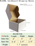 RLAVBL 6x4x3 Shipping Boxes Set of 50, White Small Corrugated Cardboard Box, Mailer Box