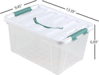 14 Quart Plastic Storage Bins with Lids, 6-Pack Stackable Clear Storage Organizing Box with Handle