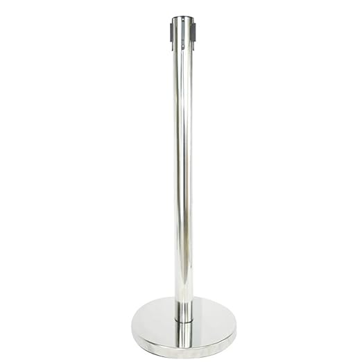 VIP Crowd Control Retractable Belt Stanchion Queue Safety Barrier Set, 36" Ht, 78" Belt + Wall Bracket (6 Mirror Posts Blue Belt + SFrame + WBracket)
