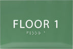 6" X4" Floor 1 Sign - ADA Compliant Tactile Graphics Grade 2 Braille Text | Wall Mount Plastic Directional Assistance, Floor Number Sign for Office, Schools, Hospitals, Apartments