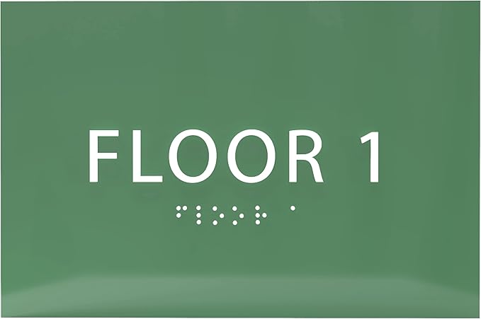 6" X4" Floor 1 Sign - ADA Compliant Tactile Graphics Grade 2 Braille Text | Wall Mount Plastic Directional Assistance, Floor Number Sign for Office, Schools, Hospitals, Apartments