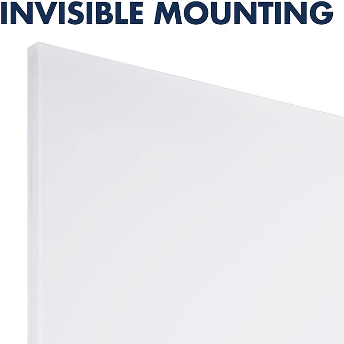 Quartet Magnetic Dry Erase Board, 48" x 36" Glass White Board for Wall, Frameless, InvisaMount, White (Q25F01IMW)