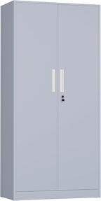 INTERGREAT Metal Storage Cabinet with Lock, 61" H Metal Cabinets Storage with 2 Doors and 4 Adjustable Shelves, Locking Garage Cabinet for Home Office, Kitchen, Bathroom (Cement Grey)