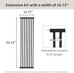 Lumizone Extra Tall Cat Gate Extension Kit 55.12" High Pressure Mounted 2025 New 16.73" Extra Wide 1.37" Gap No Drilling Tall Pet Gate for Dogs (Black, 55.12" H x 16.73" W, Extension)