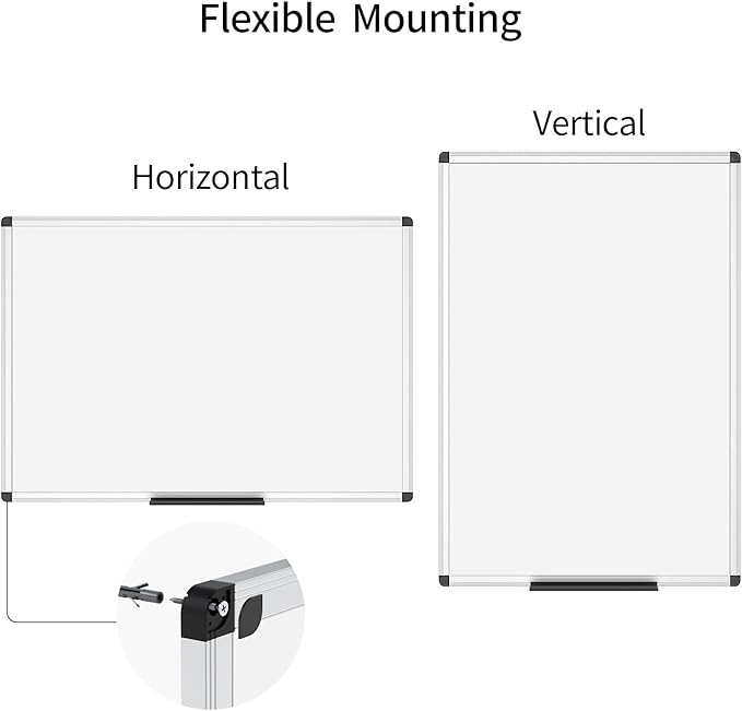 VIZ-PRO Magnetic Whiteboard/Dry Erase Board, 48 X 36 Inches, Silver Aluminium Frame