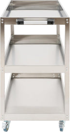 3-Tier Stainless Steel Utility Cart, 440lb Load-Bearing Heavy Duty Service Cart with 4 Locking Wheels, for Kitchen, Garage, Commercial Use