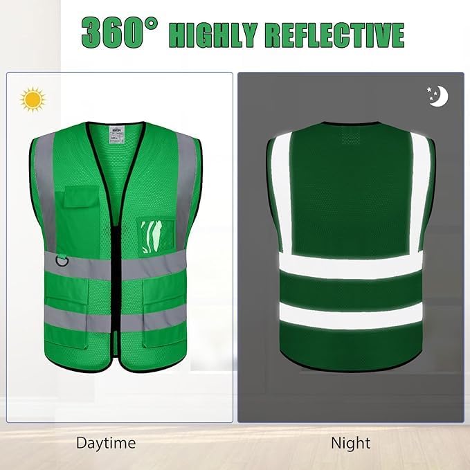 BeautyWill 10/20 Pack Custom Logo Safety Vest,Bulk High Visibility Class 2 Reflective Work Vests