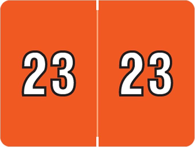 2023 Year Stickers, Doctor Stuff 2023 Chart Stickers, Dark Orange Colored, Data File Style, USA Made Year Labels for End Tab File Folders, 500/Roll, 1 Roll, 15/16" x 1-1/4"
