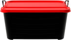 Life Story 6 Pack Heavy Duty Stackable Storage Bin, 55 Quart Home Organizer, Versatile Lightweight Locking Bins with Carrying Handles, Black/Red