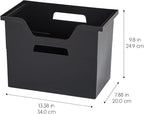 IRIS USA Large Portable Desktop File Box with Open Lid, 4 Pack, Side Handles, Hanging File Folders, Tabs & Inserts, Letter Size, Magazines, Newspapers, Mail, Books, Notebooks, Black