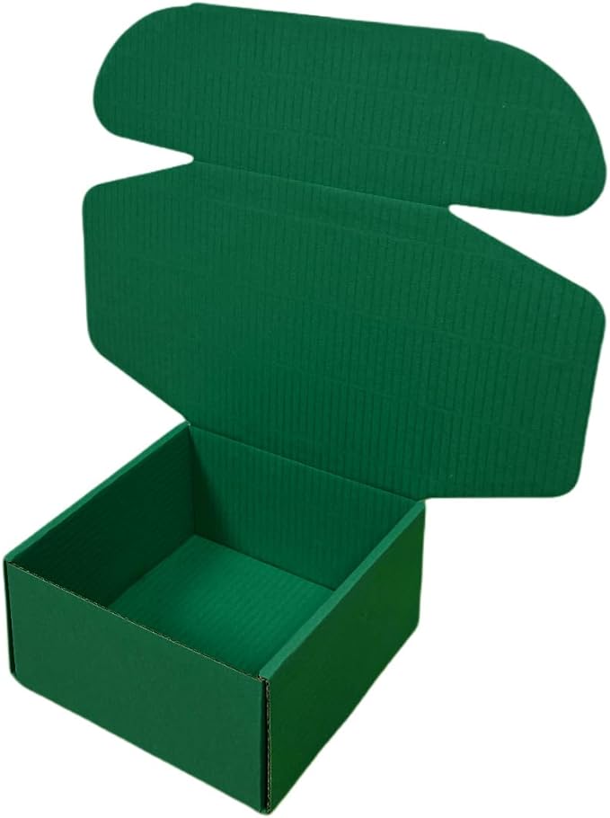 15 Pcs 6 x 6 x 3 inches Corrugated Cardboard Gift Boxes Recyclable Shipping Boxes for Mailing & Holidays, Wedding, Birthday, Gifts Packaging (Hunter Green, 6 x 6 x 3")
