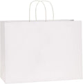 BagDream 100Pcs 16x6x12 Inches Kraft Paper Bags with Handles Bulk, Large Shopping Bags for Gifts, Grocery, Merchandise, Party Favor, Take-out, Recyclable White Paper Sacks