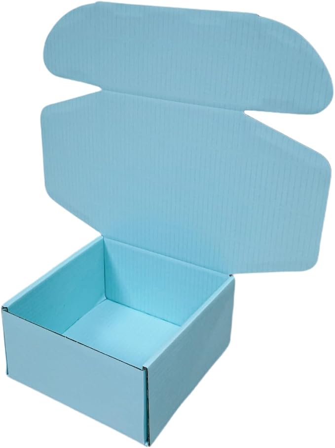 10 Pcs 9.8 x 9.8 x 4 inches Large Size Corrugated Cardboard Gift Boxes Recyclable Shipping Boxes for Mailing & Holidays, Wedding, Birthday, Gifts Packaging (Sky Blue, 9.8 x 9.8 x 4")